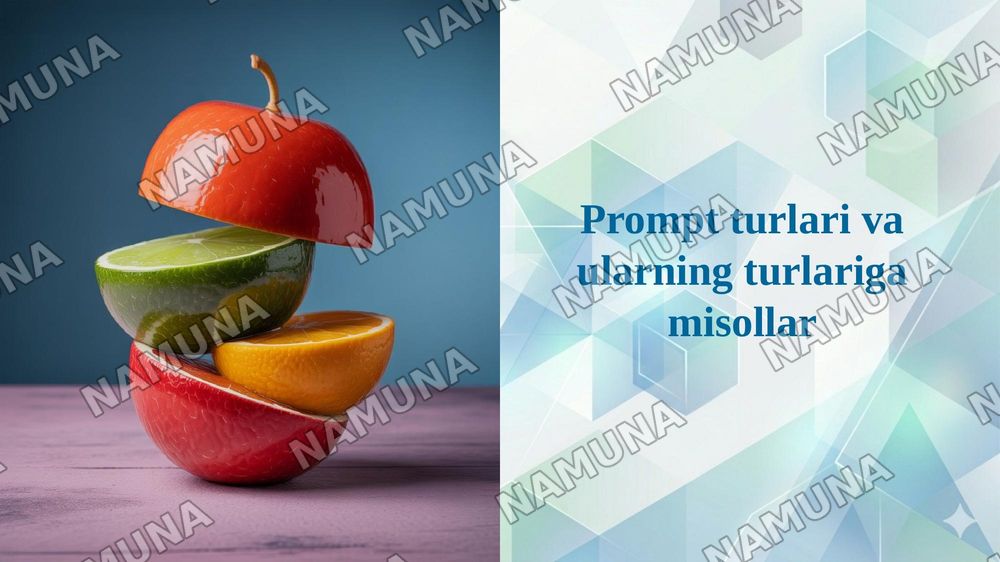 Prompt turlari va ularning turlariga misollar — 1-slayd