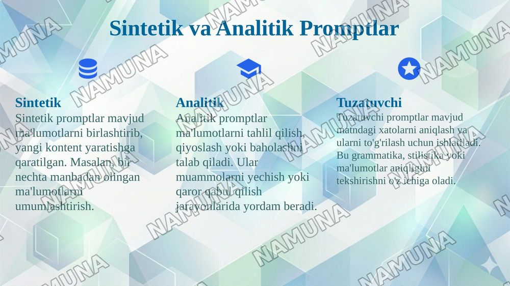 Prompt turlari va ularning turlariga misollar — 7-slayd
