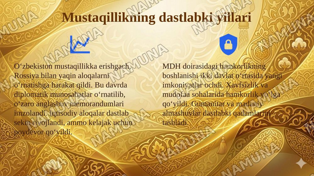 Rossiya va Oʻzbekiston hamkorlik munosabatlarining shakllanishi va rivojlanishi — 4-slayd
