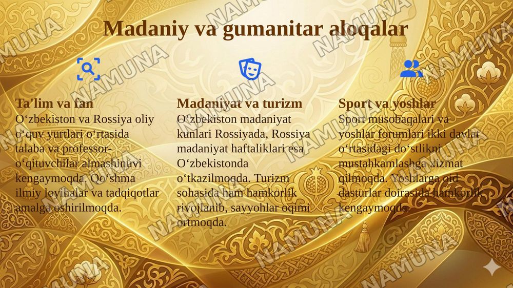 Rossiya va Oʻzbekiston hamkorlik munosabatlarining shakllanishi va rivojlanishi — 7-slayd