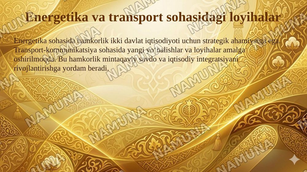 Rossiya va Oʻzbekiston hamkorlik munosabatlarining shakllanishi va rivojlanishi — 8-slayd