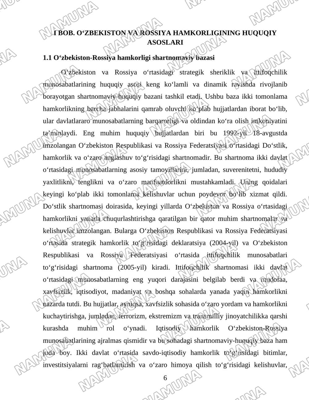 Rossiya va Oʻzbekiston hamkorlik munosabatlarining shakllanishi va rivojlanishi — 6-varaq