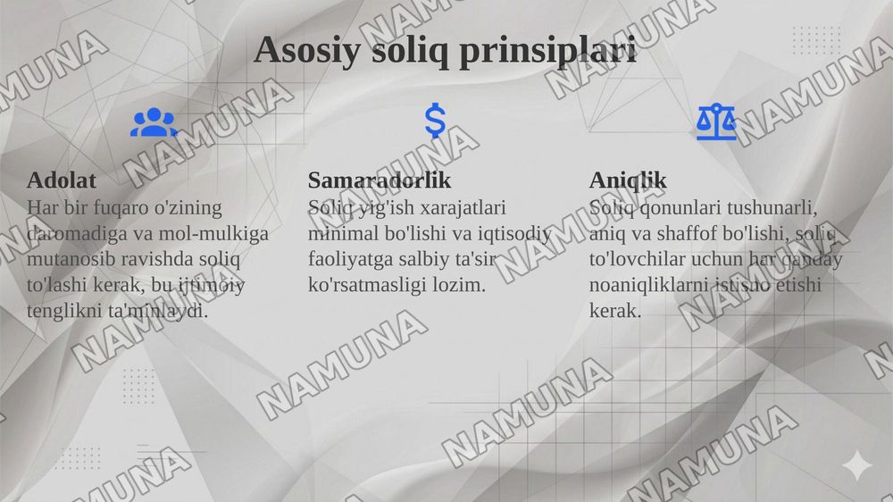 Soliq tizimi prinsiplari — 8-slayd
