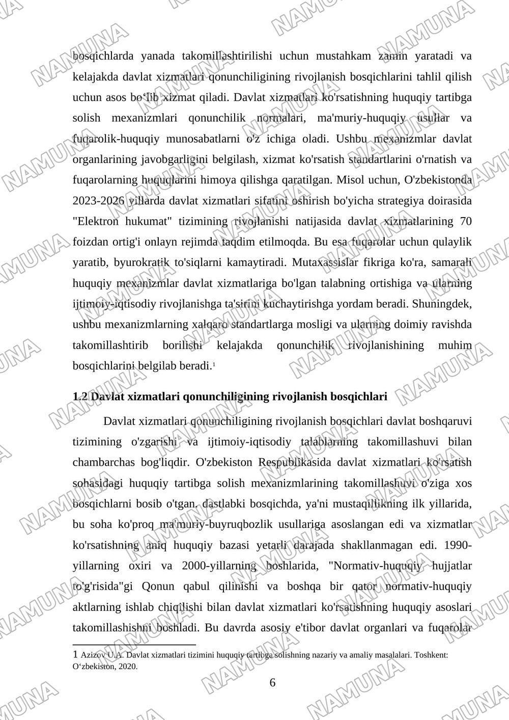 Davlat xizmatlari ko’rsatish tizimining huquqiy asoslari — 6-varaq