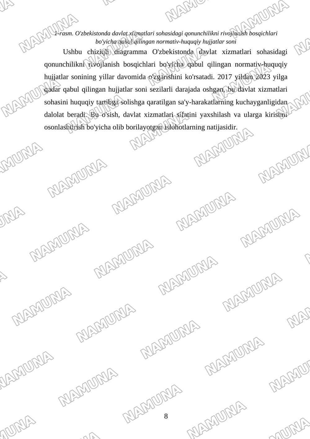 Davlat xizmatlari ko’rsatish tizimining huquqiy asoslari — 8-varaq