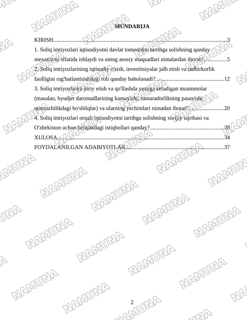 Soliq imtiyozlari orqali iqtisodiyotni davlat tomonidan tartibga solinishi — 2-varaq