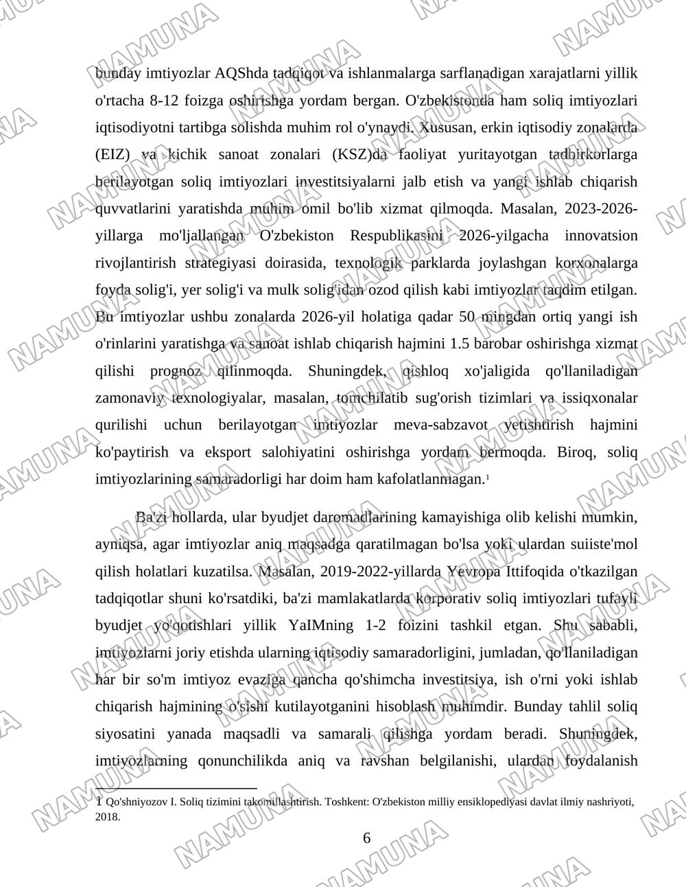 Soliq imtiyozlari orqali iqtisodiyotni davlat tomonidan tartibga solinishi — 6-varaq