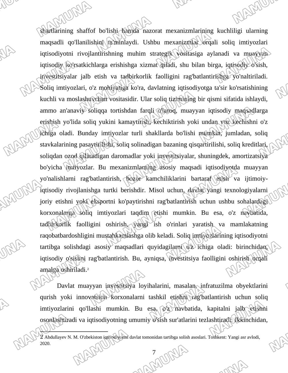 Soliq imtiyozlari orqali iqtisodiyotni davlat tomonidan tartibga solinishi — 7-varaq