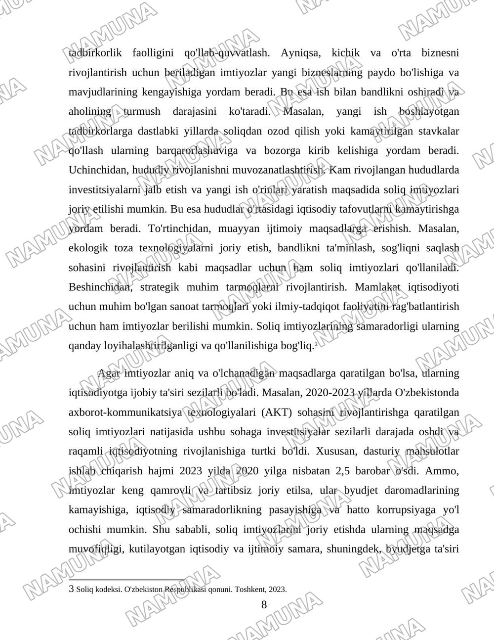 Soliq imtiyozlari orqali iqtisodiyotni davlat tomonidan tartibga solinishi — 8-varaq