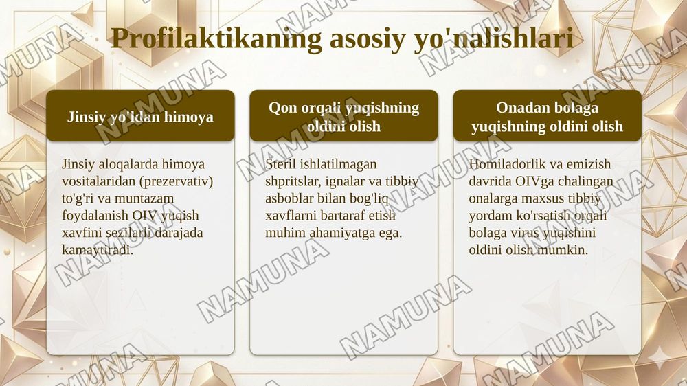 OITS profilaktikasi va epidemiyaga qarshi chora tadbirlar — 5-slayd