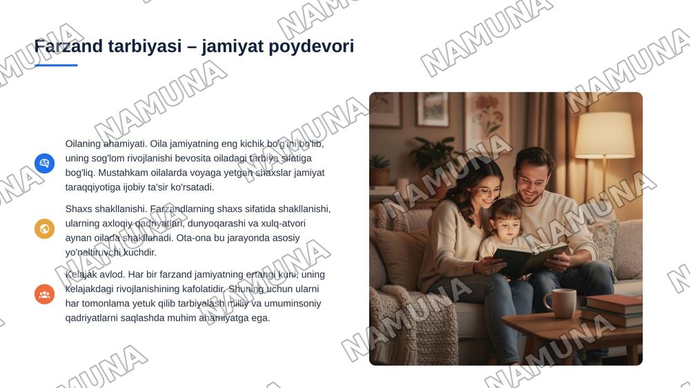 Ota va onaning farzand tarbiasidagi oʻrni — 3-slayd