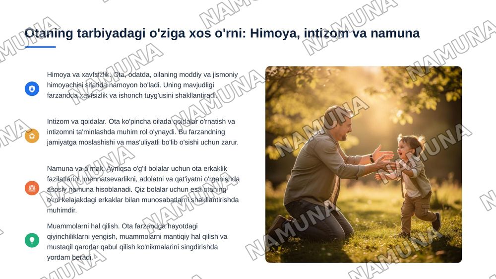 Ota va onaning farzand tarbiasidagi oʻrni — 5-slayd