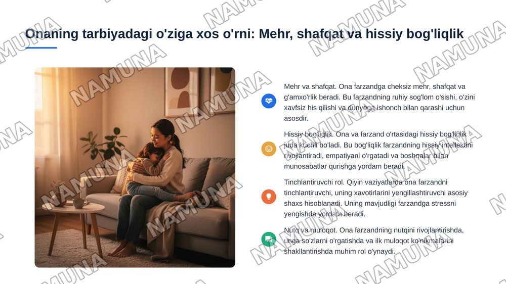 Ota va onaning farzand tarbiasidagi oʻrni — 6-slayd