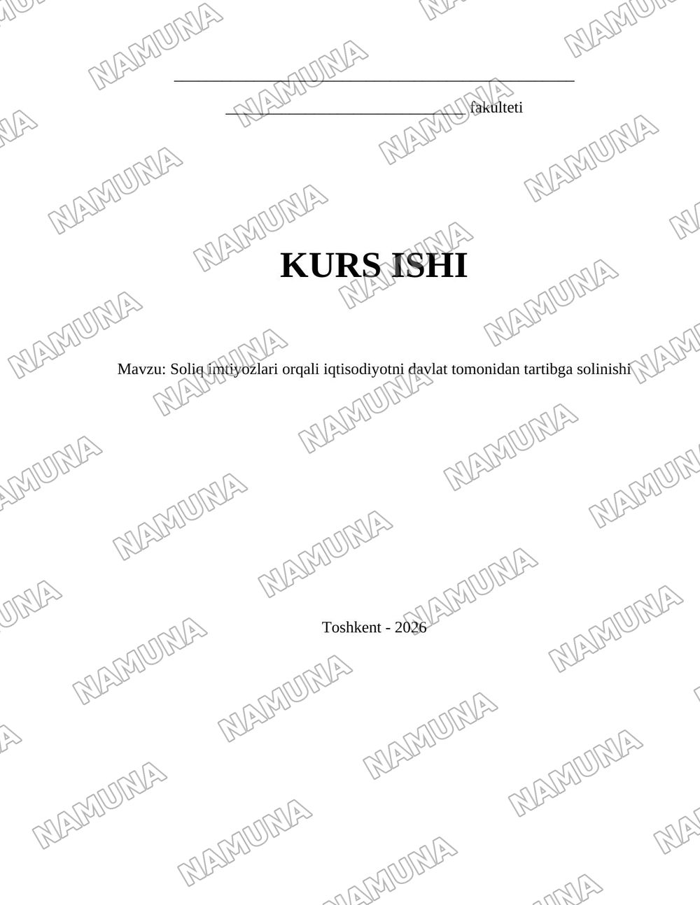 Soliq imtiyozlari orqali iqtisodiyotni davlat tomonidan tartibga solinishi — 1-varaq