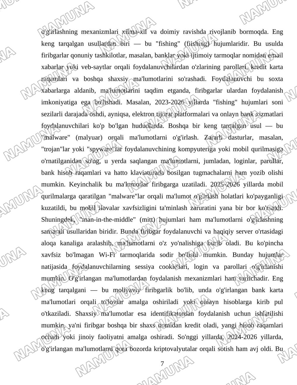 Kompyuter texnoligiyalari asosida firibgarlik usullari — 7-varaq