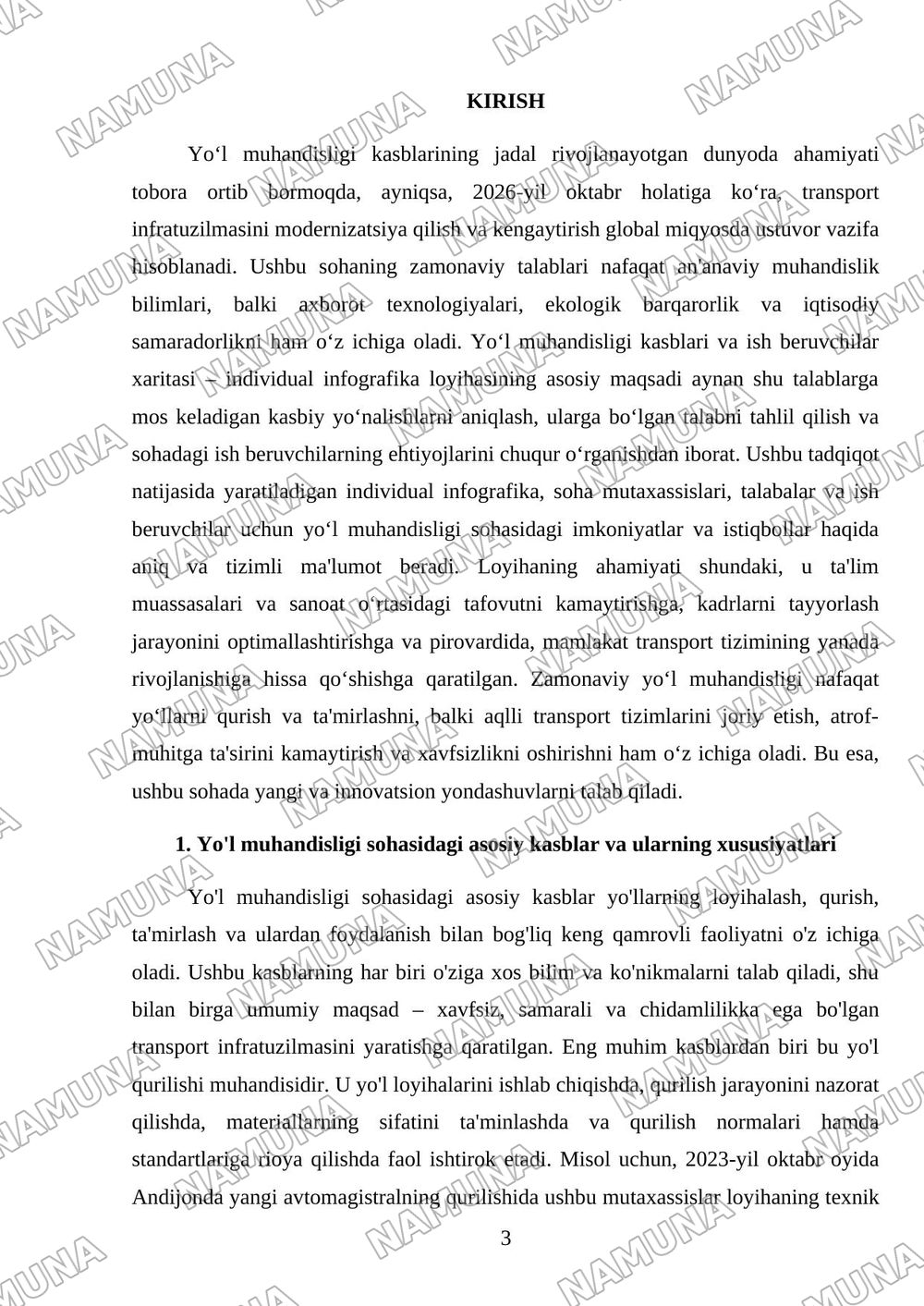 Yo‘l muhandisligi kasblari va ish beruvchilar xaritasi – individual infografika. — 3-varaq
