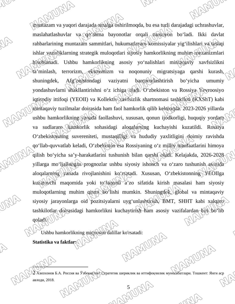 Россия ва Ўзбекистон ҳамкорликмуносабатларининг шаклланиши ва ривожланиши — 5-varaq