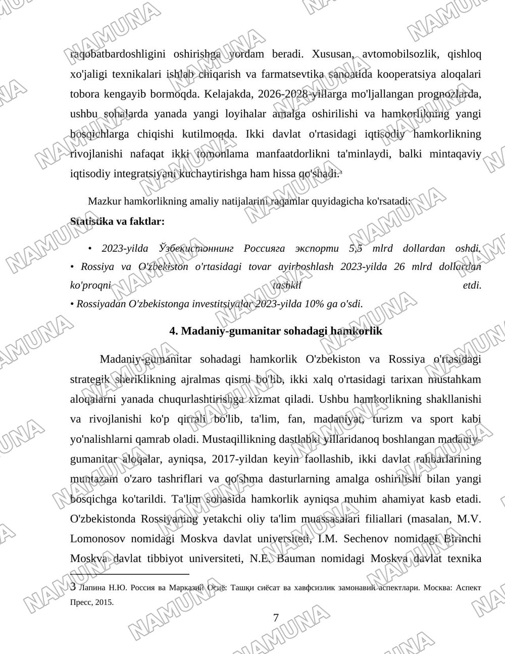 Россия ва Ўзбекистон ҳамкорликмуносабатларининг шаклланиши ва ривожланиши — 7-varaq