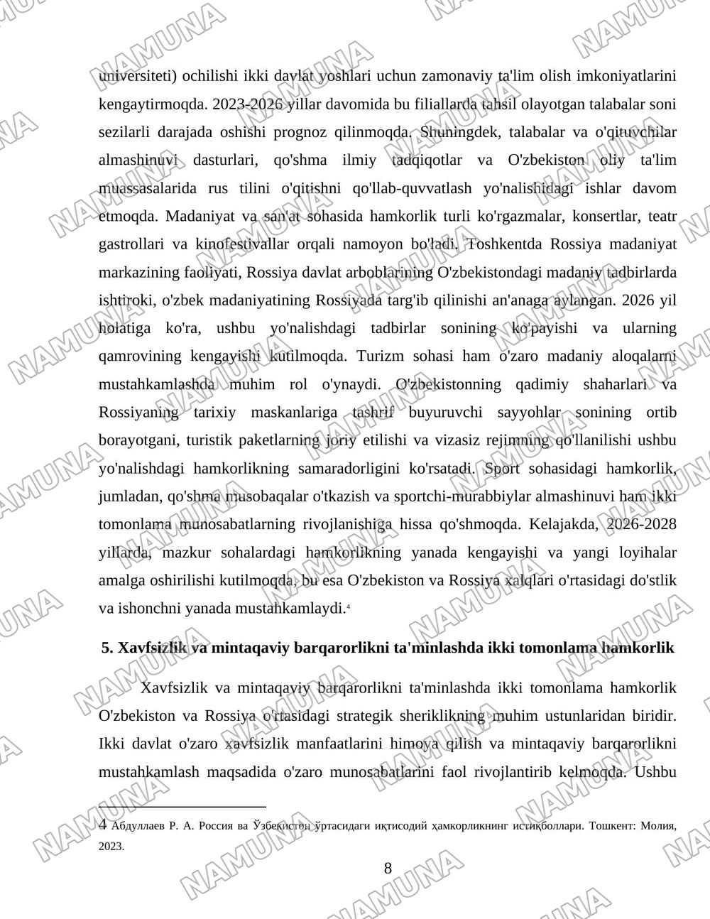 Россия ва Ўзбекистон ҳамкорликмуносабатларининг шаклланиши ва ривожланиши — 8-varaq