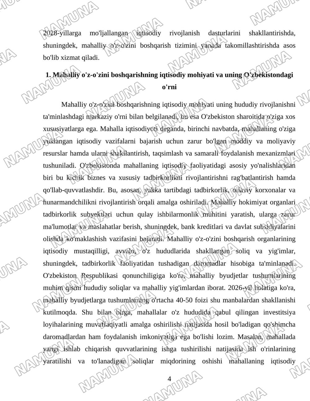 O’zbekistonda mahalliy o’z-o’zini boshqarishning iqtisodiy asosini mustahkamlash — 4-varaq