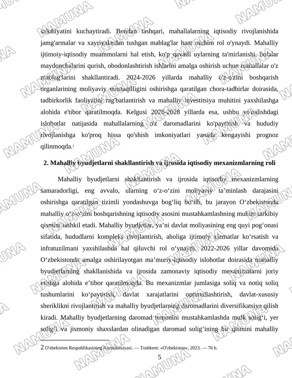 O’zbekistonda mahalliy o’z-o’zini boshqarishning iqtisodiy asosini mustahkamlash — 5-varaq