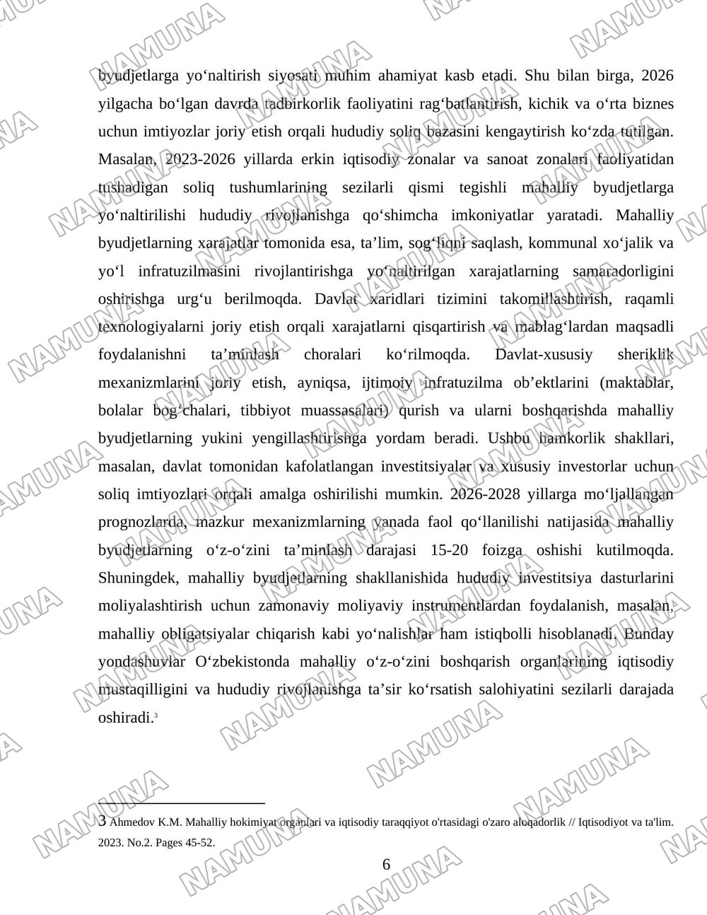 O’zbekistonda mahalliy o’z-o’zini boshqarishning iqtisodiy asosini mustahkamlash — 6-varaq