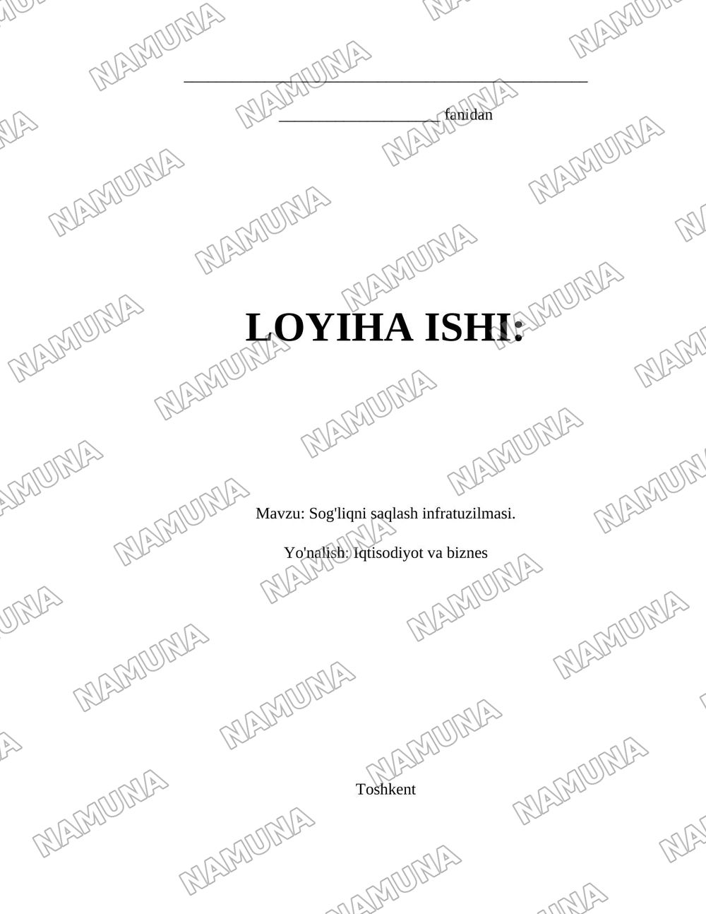 Sog'liqni saqlash infratuzilmasi. — 1-varaq