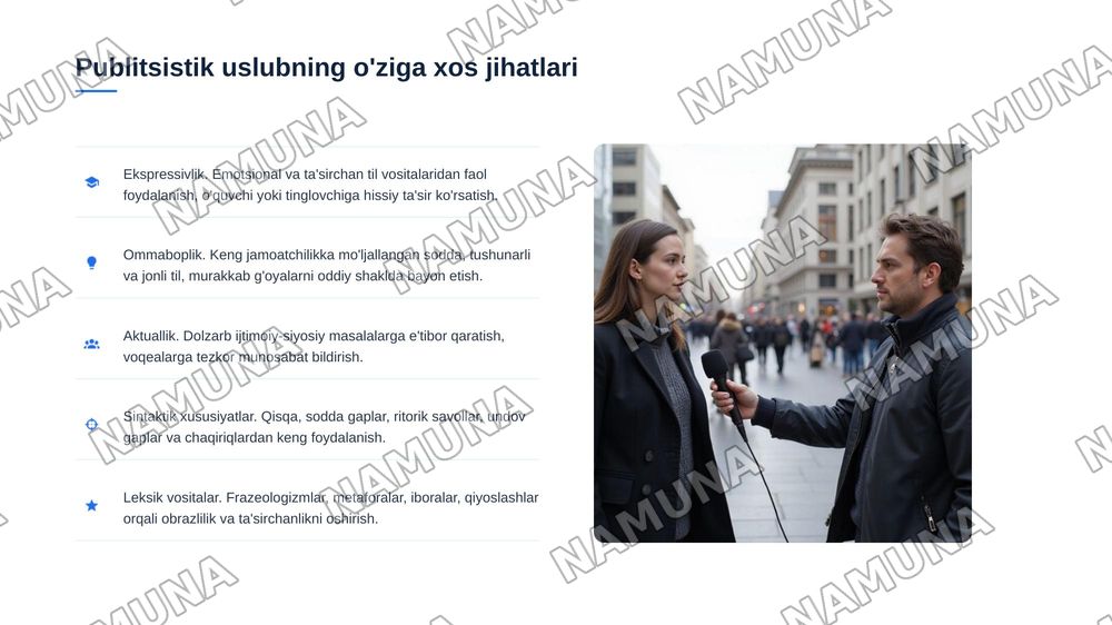 Ilmiy uslub va publitsistik uslublarning leksik-grammatik xususiyatlari — 4-slayd
