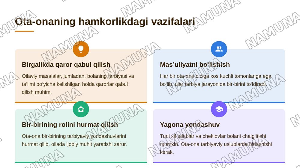 Ota va onaning bola tarbiyasidagi vazifalari — 5-slayd