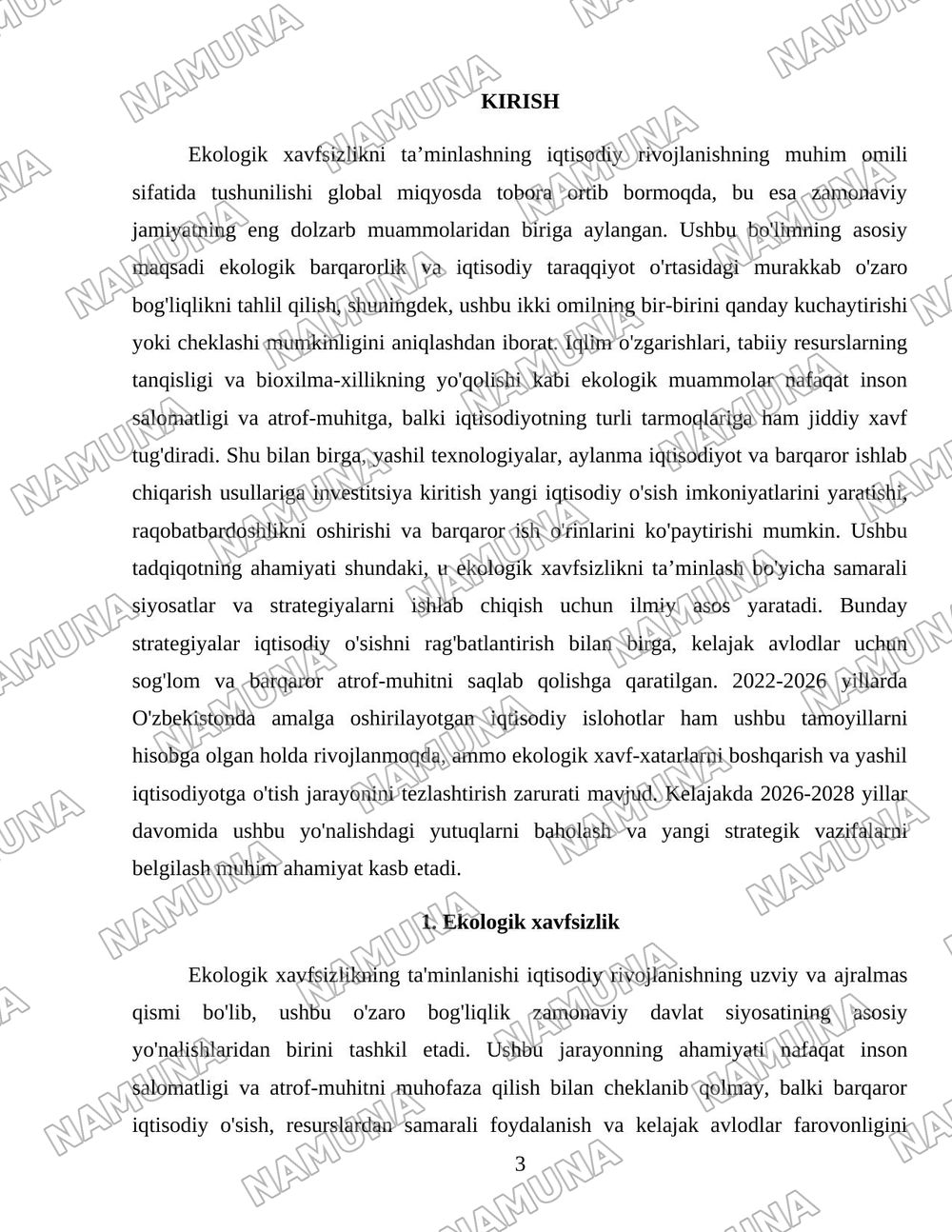 Ekologik xavfsizlikni ta’minlash — iqtisodiy rivojlanishning muhim omili. — 3-varaq