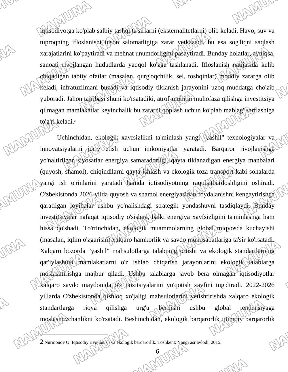 Ekologik xavfsizlikni ta’minlash — iqtisodiy rivojlanishning muhim omili. — 6-varaq