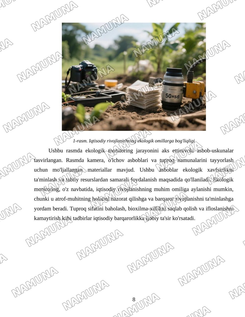Ekologik xavfsizlikni ta’minlash — iqtisodiy rivojlanishning muhim omili. — 8-varaq