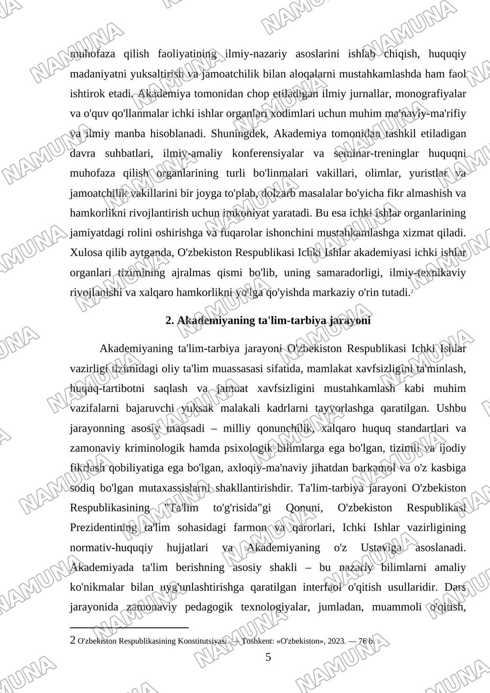 O’zbekiston Respublikasi Ichki Ishlar akademyasi — 5-varaq