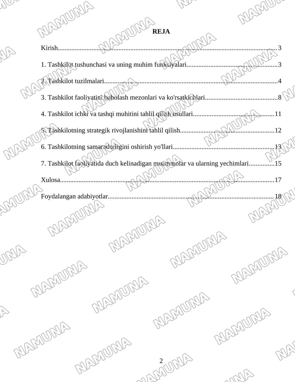 Tashkilotlar va ular faoliyatining taxlili — 2-varaq