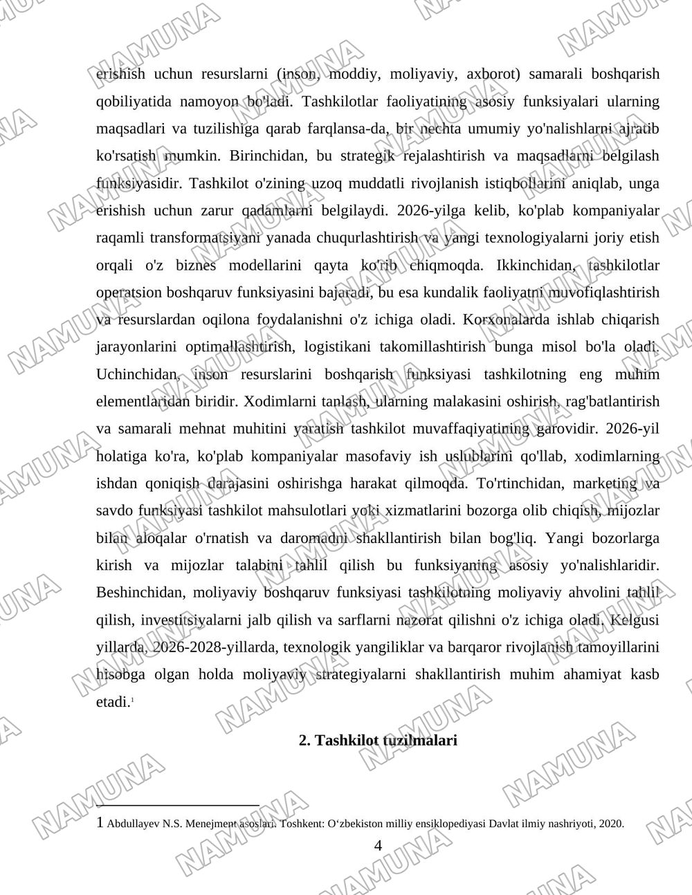 Tashkilotlar va ular faoliyatining taxlili — 4-varaq