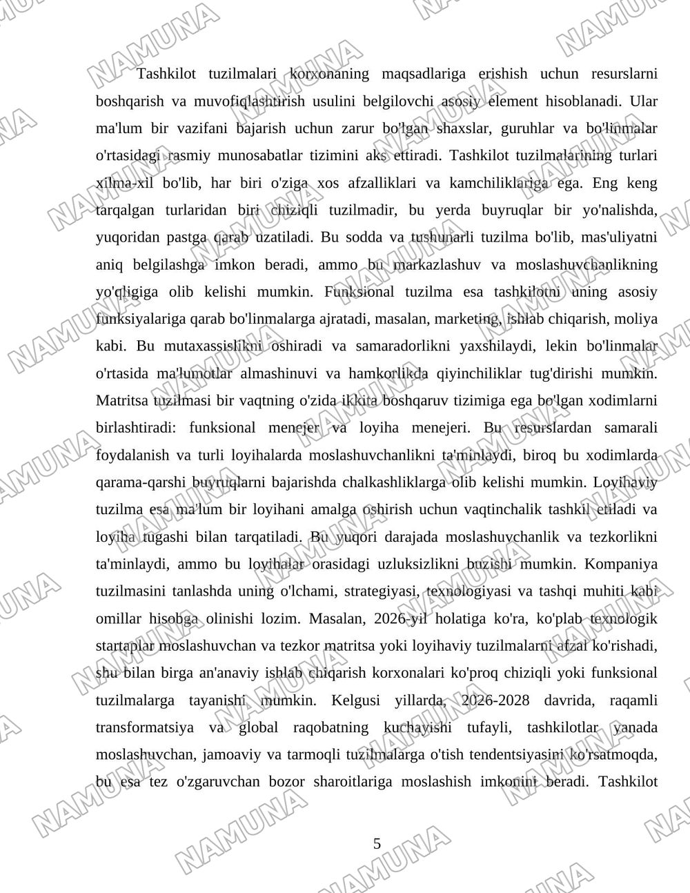 Tashkilotlar va ular faoliyatining taxlili — 5-varaq