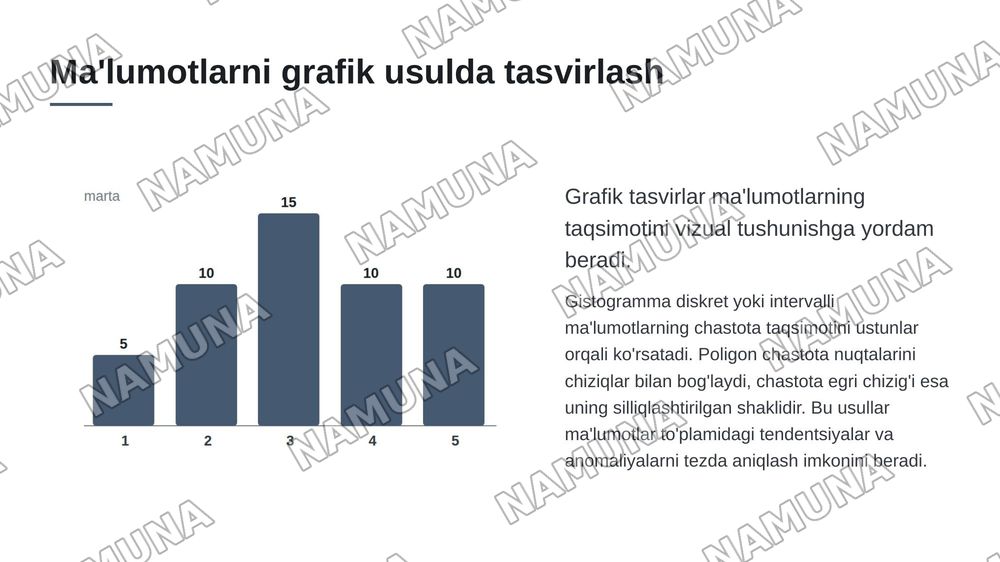 Matematik statistikaning asosiy tushunchalari. — 8-slayd