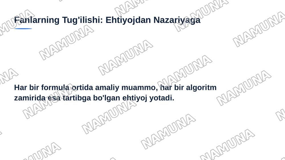 Matematika va Fizika fanlari kelib chiqishi va dastlabgi algaritm va formulalar — 2-slayd