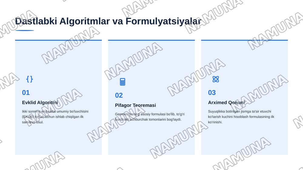 Matematika va Fizika fanlari kelib chiqishi va dastlabgi algaritm va formulalar — 4-slayd
