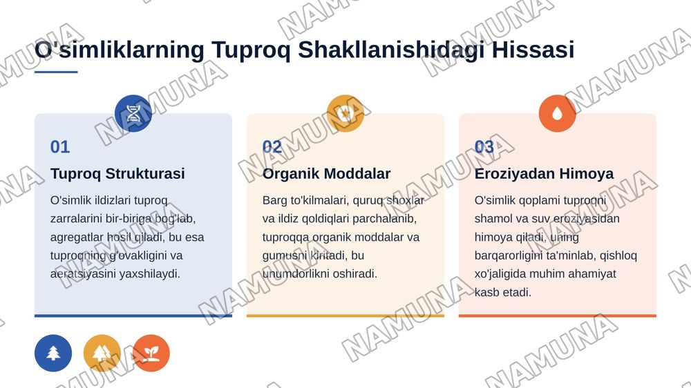"Tuproq hosil bo'lishida o'simlik va hayvonot olamining roli" — 3-slayd