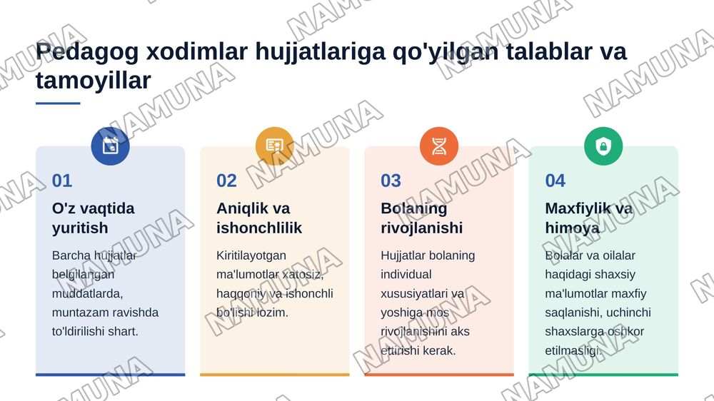 Maktabgacha ta'lim tashkiloti pedagog hodimlarining ish hujjatlarini yuritish bo'yichs 340-sonli   buyruqqa asosan taqdimot — 5-slayd