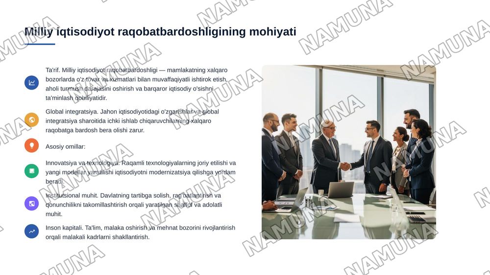 Milliy iqtisodiyotning raqobatbardoshligini oshirishda davlat siyosati — 3-slayd