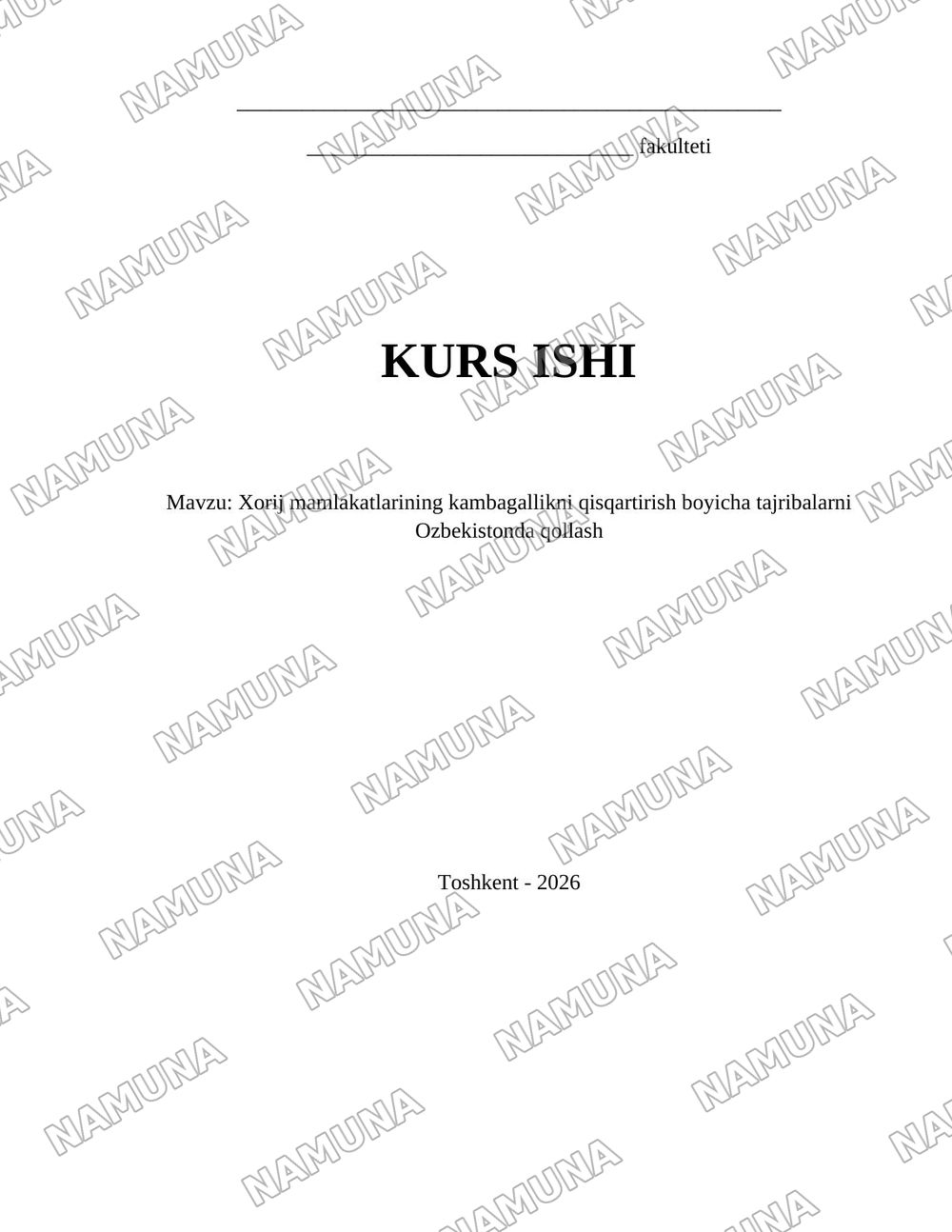 Xorij mamlakatlarining kambagallikni qisqartirish boyicha tajribalarni Ozbekistonda qollash — 1-varaq