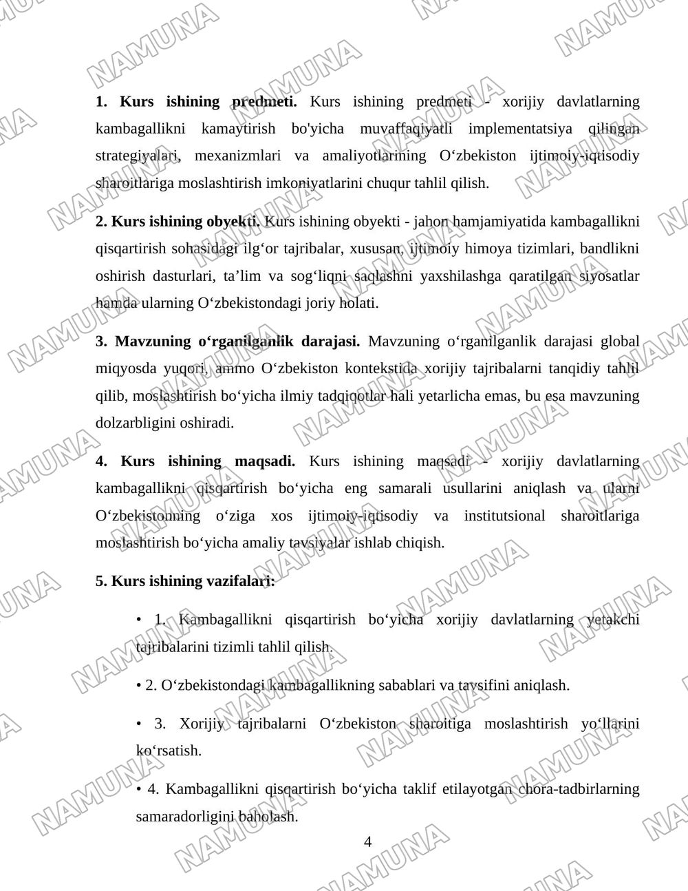 Xorij mamlakatlarining kambagallikni qisqartirish boyicha tajribalarni Ozbekistonda qollash — 4-varaq