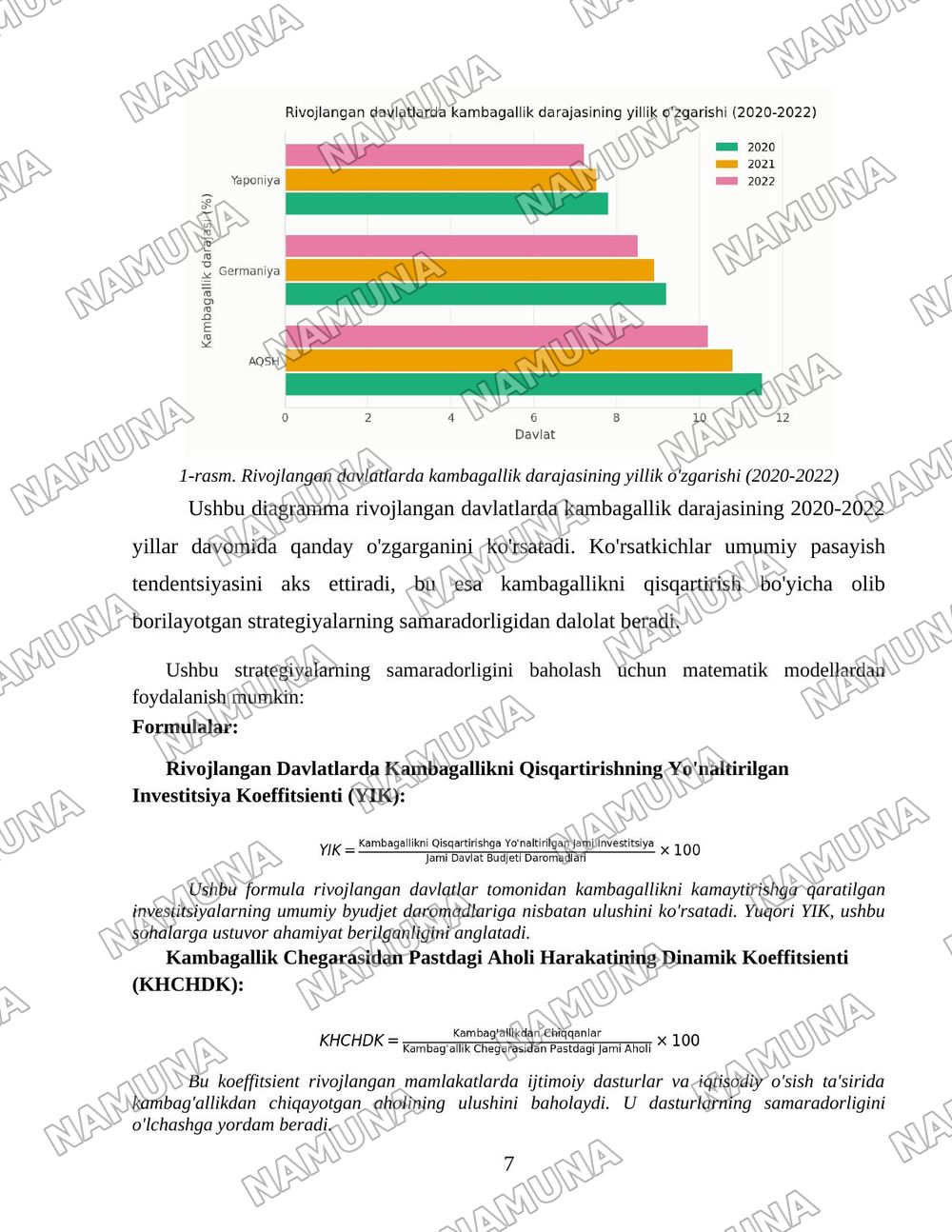 Xorij mamlakatlarining kambagallikni qisqartirish boyicha tajribalarni Ozbekistonda qollash — 7-varaq