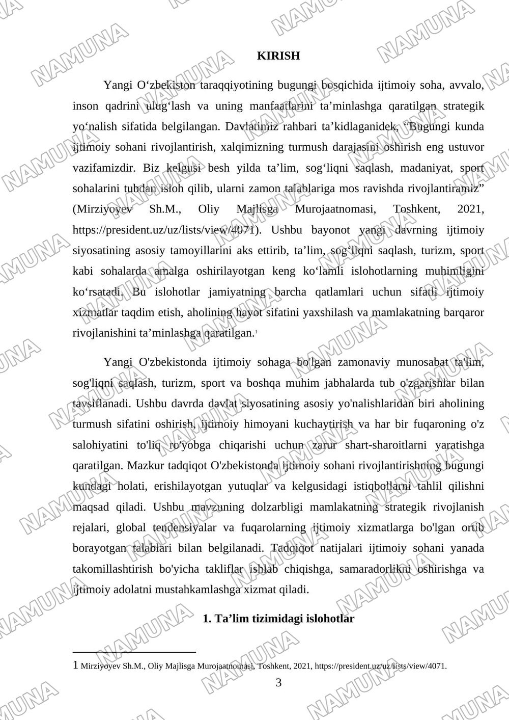 Yangi O‘zbekistonda ijtimoiy sohaga bo‘lgan zamonaviy munosabat. Ta’lim, sog‘liqni saqlash, turizm, sport va boshqa sohalardagi tub o‘zgarishlar. — 3-varaq