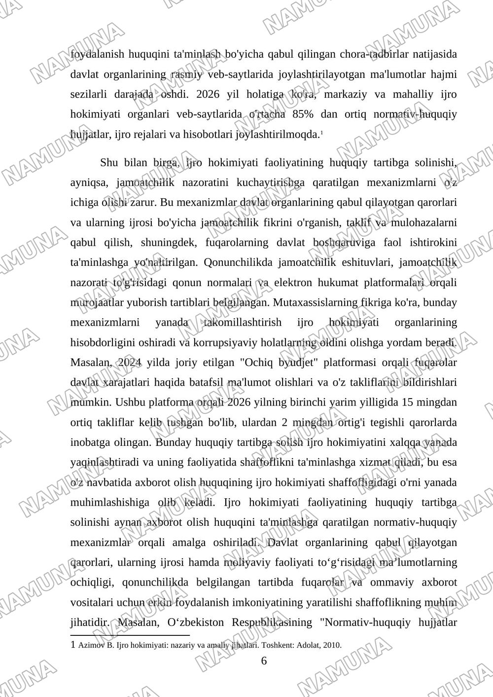 Ijro hokimiyati faoliyatida shaffoflik prinsipi — 6-varaq