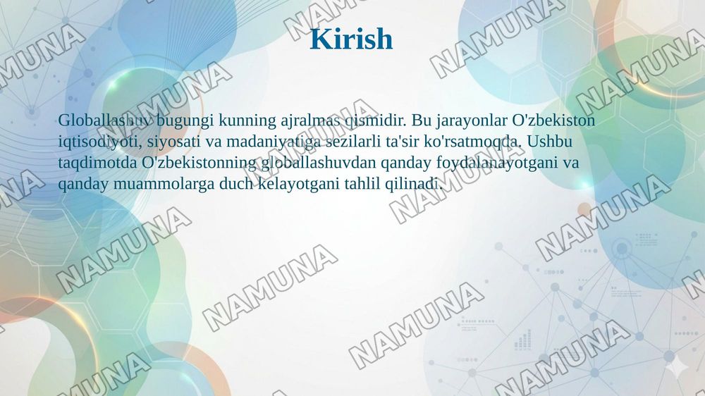Jahonda globallashuv jarayonlarining O'zbekistonga ta'siri — 3-slayd