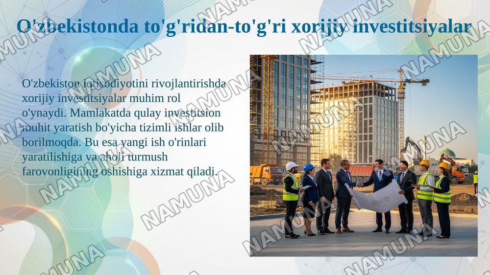Jahonda globallashuv jarayonlarining O'zbekistonga ta'siri — 5-slayd