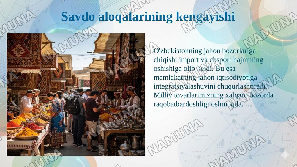 Jahonda globallashuv jarayonlarining O'zbekistonga ta'siri — 6-slayd